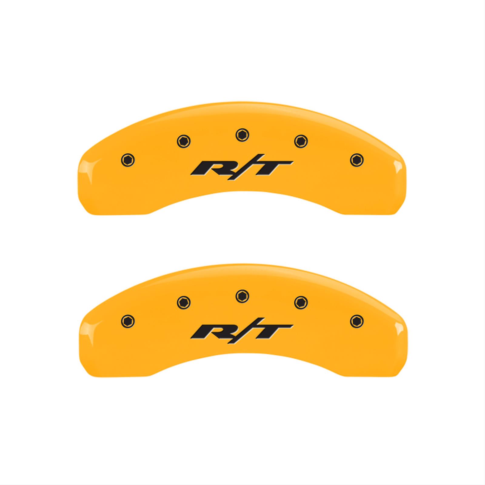 MGP 4 Caliper Covers Engraved Front & Rear RT Yellow finish black ch thumbnail 2
