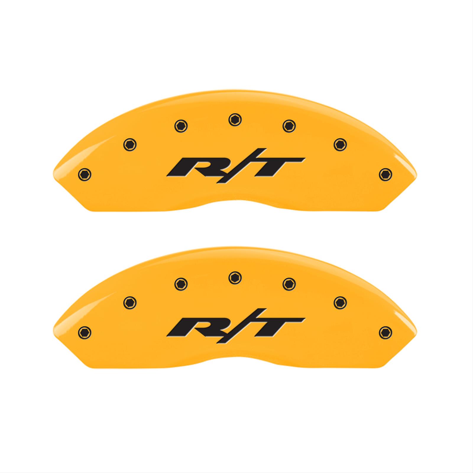 MGP 4 Caliper Covers Engraved Front & Rear RT Yellow finish black ch