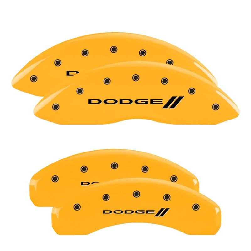 MGP 4 Caliper Covers Engraved Front & Rear 11-18 Dodge Durango Yellow Finish Black Dodge II Logo thumbnail 2
