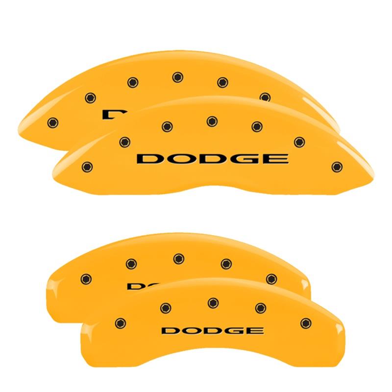 MGP 4 Caliper Covers Engraved Front & Rear 11-18 Dodge Durango Yellow Finish Black Dodge Logo thumbnail 2