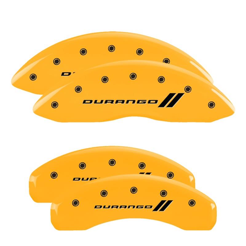 MGP 4 Caliper Covers Engraved Front & Rear 11-18 Dodge Durango Yellow Finish Black Durango II Logo thumbnail 2