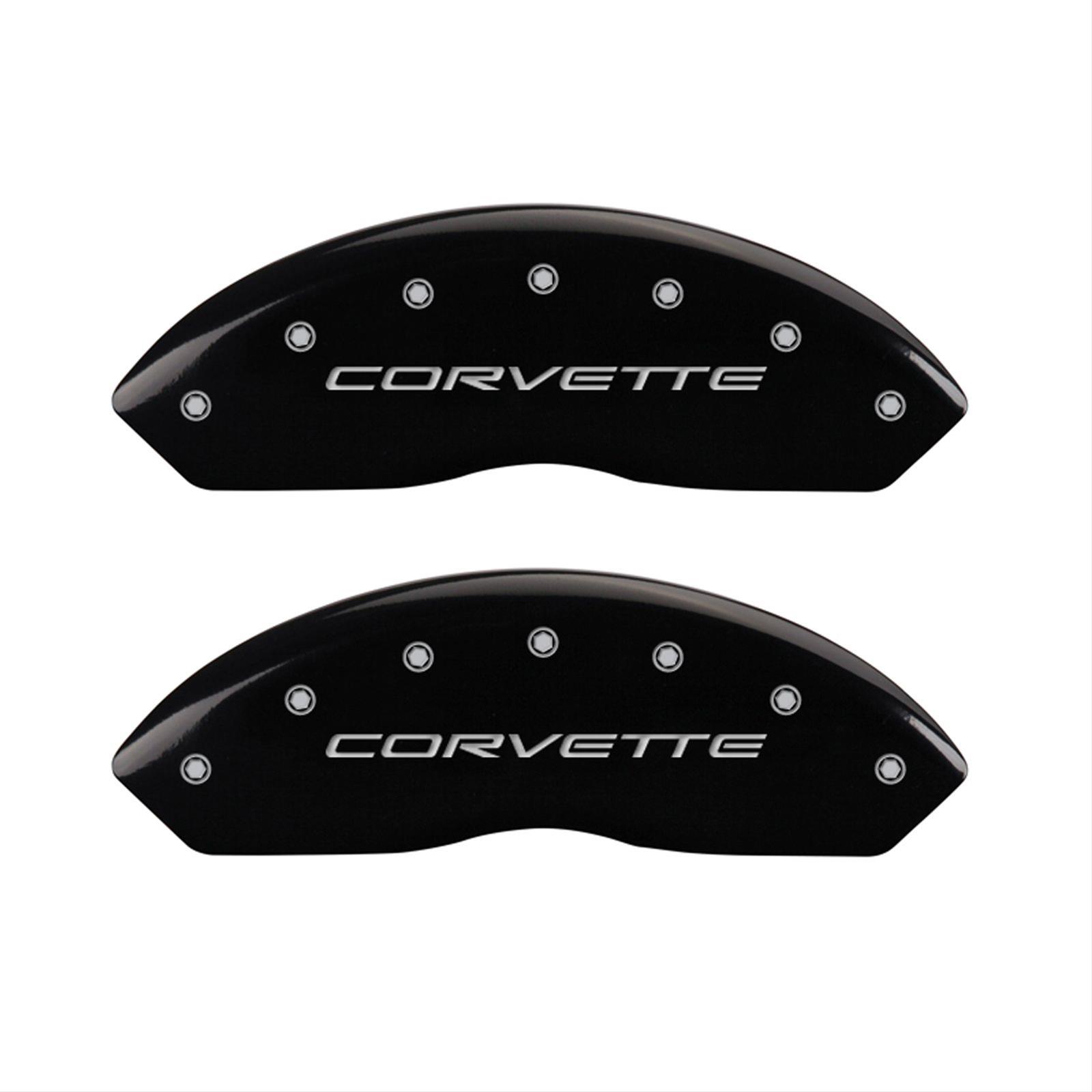 MGP 4 Caliper Covers Engraved Front C5/Corvette Engraved Rear C5/Z06 Black finish silver ch