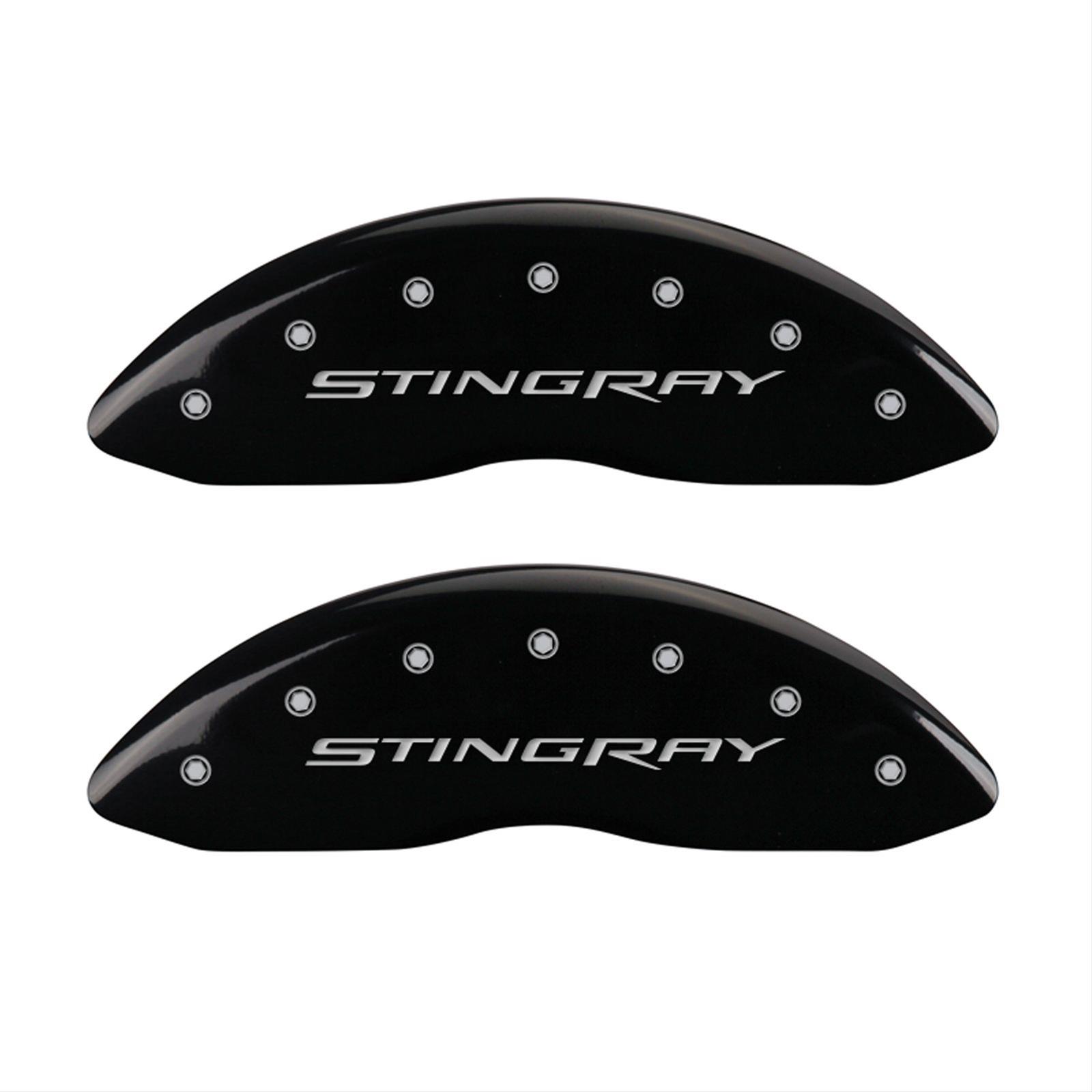MGP 4 Caliper Covers Engraved Front & Rear Stingray Black finish silver ch