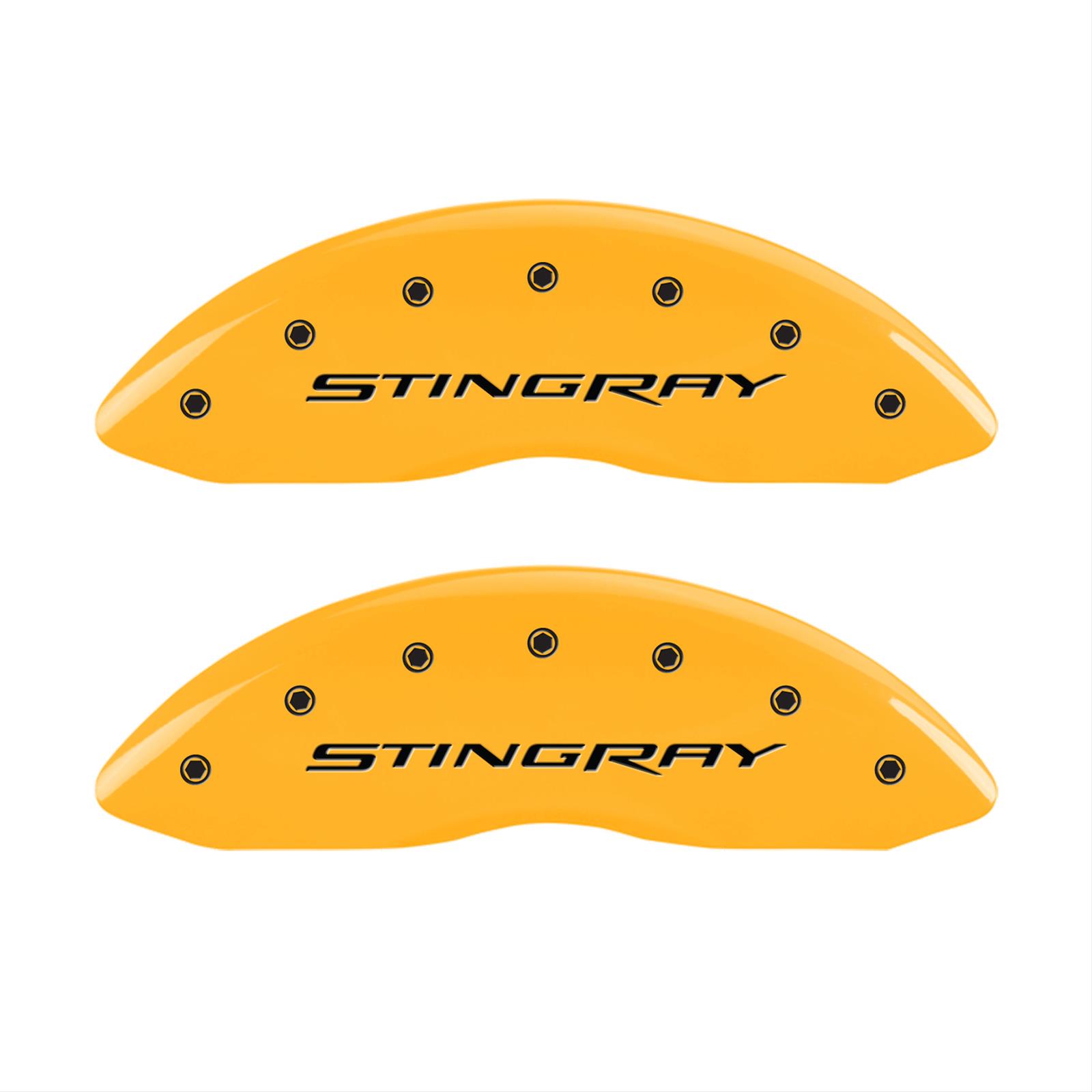 MGP Yellow Caliper Covers 13009SSTYYL Brake Covers, Engraved Front and Rear: Stingray, powder coat finish, black characters