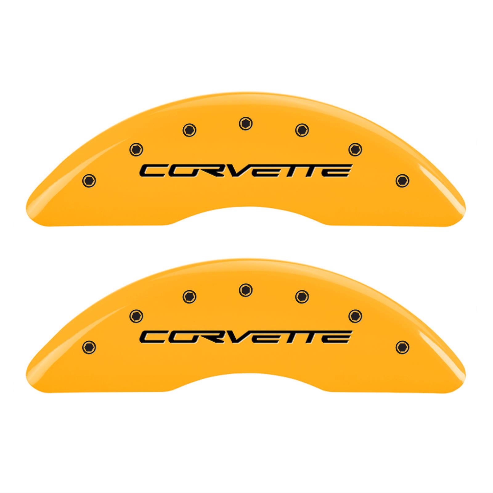 MGP 4 Caliper Covers Engraved Front & Rear C6/Corvette Yellow finish black ch thumbnail 2