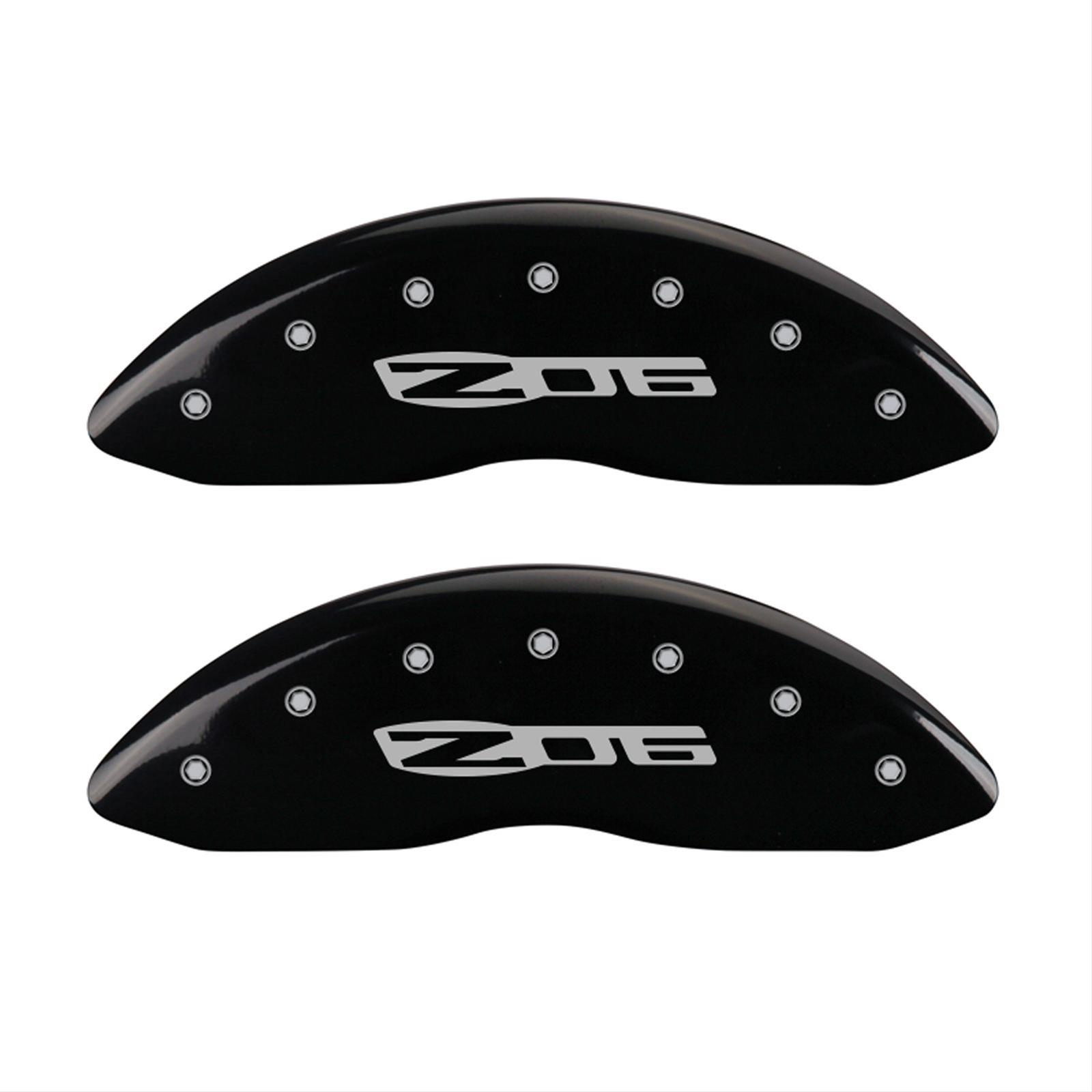MGP 4 Caliper Covers Engraved Front C6/Corvette Engraved Rear C6/Z06 Black finish silver ch thumbnail 2