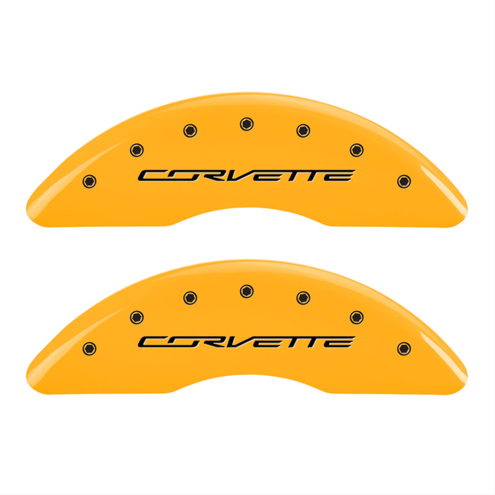 MGP 4 Caliper Covers Engraved Front & Rear C7/Corvette Yellow finish black ch thumbnail 2
