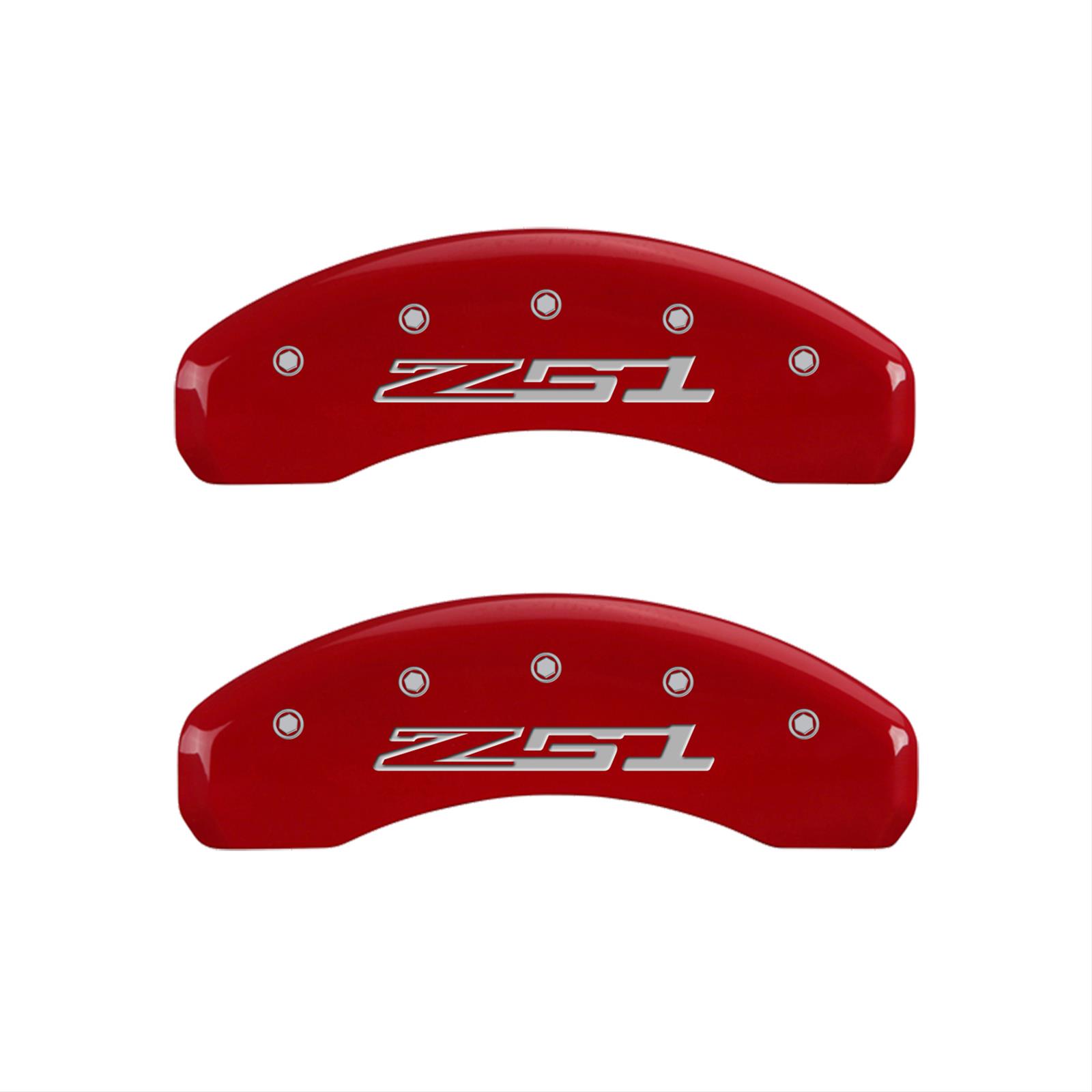 MGP 4 Caliper Covers Engraved Front Corvette C7 Engraved Rear Z51/2015 Red finish silver ch thumbnail 2