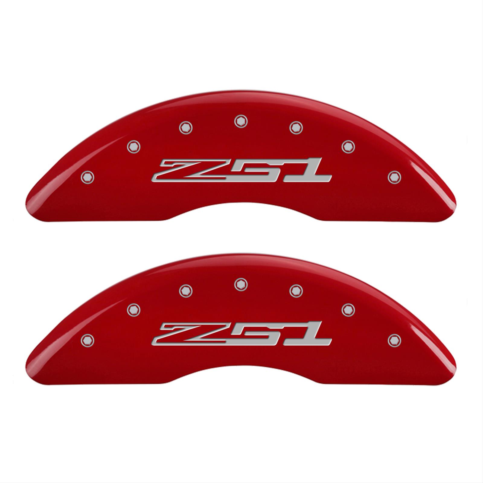 MGP 4 Caliper Covers Engraved Front Corvette C7 Engraved Rear Z51/2015 Red finish silver ch