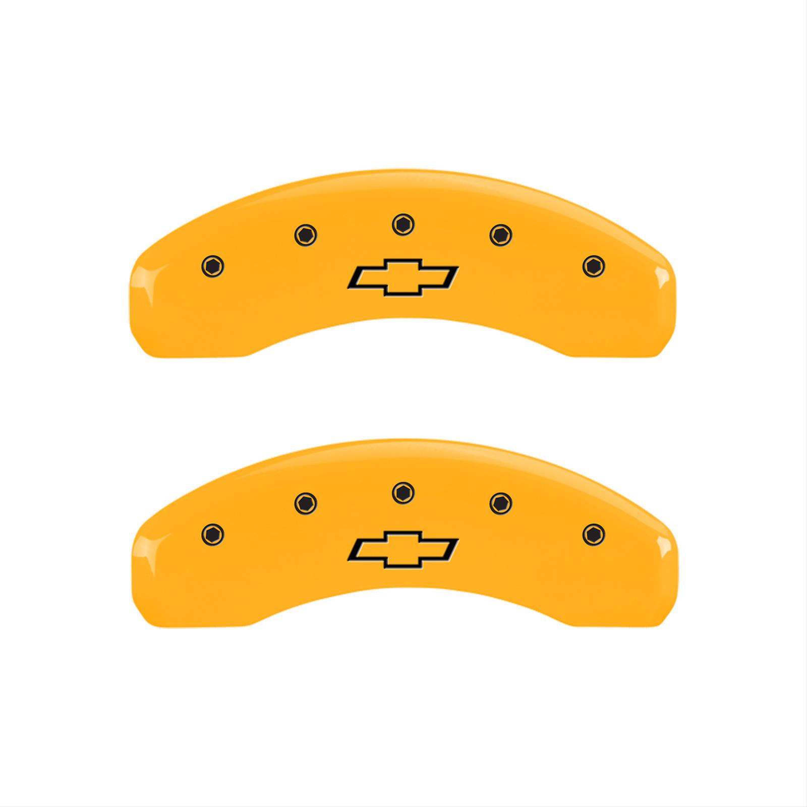 MGP 4 Caliper Covers Engraved Front & Rear Bowtie Yellow Finish Black Char 2005 Chevrolet Astro thumbnail 2