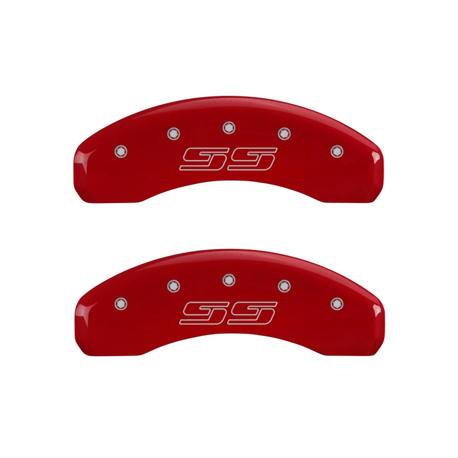 MGP 4 Caliper Covers Engraved Front & Rear Avalanche style/SS Red finish silver ch thumbnail 2