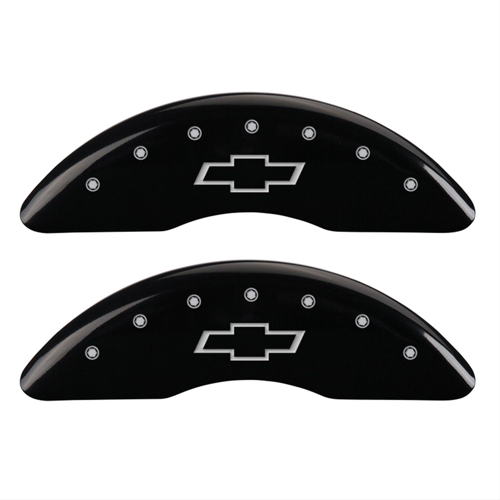 MGP 4 Caliper Covers Engraved Front & Rear Bowtie Black finish silver ch thumbnail 2