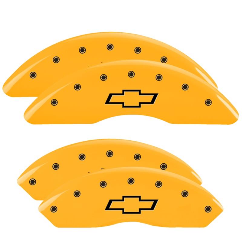 MGP 4 Caliper Covers Engraved Front & Rear Bowtie Yellow finish black ch thumbnail 3