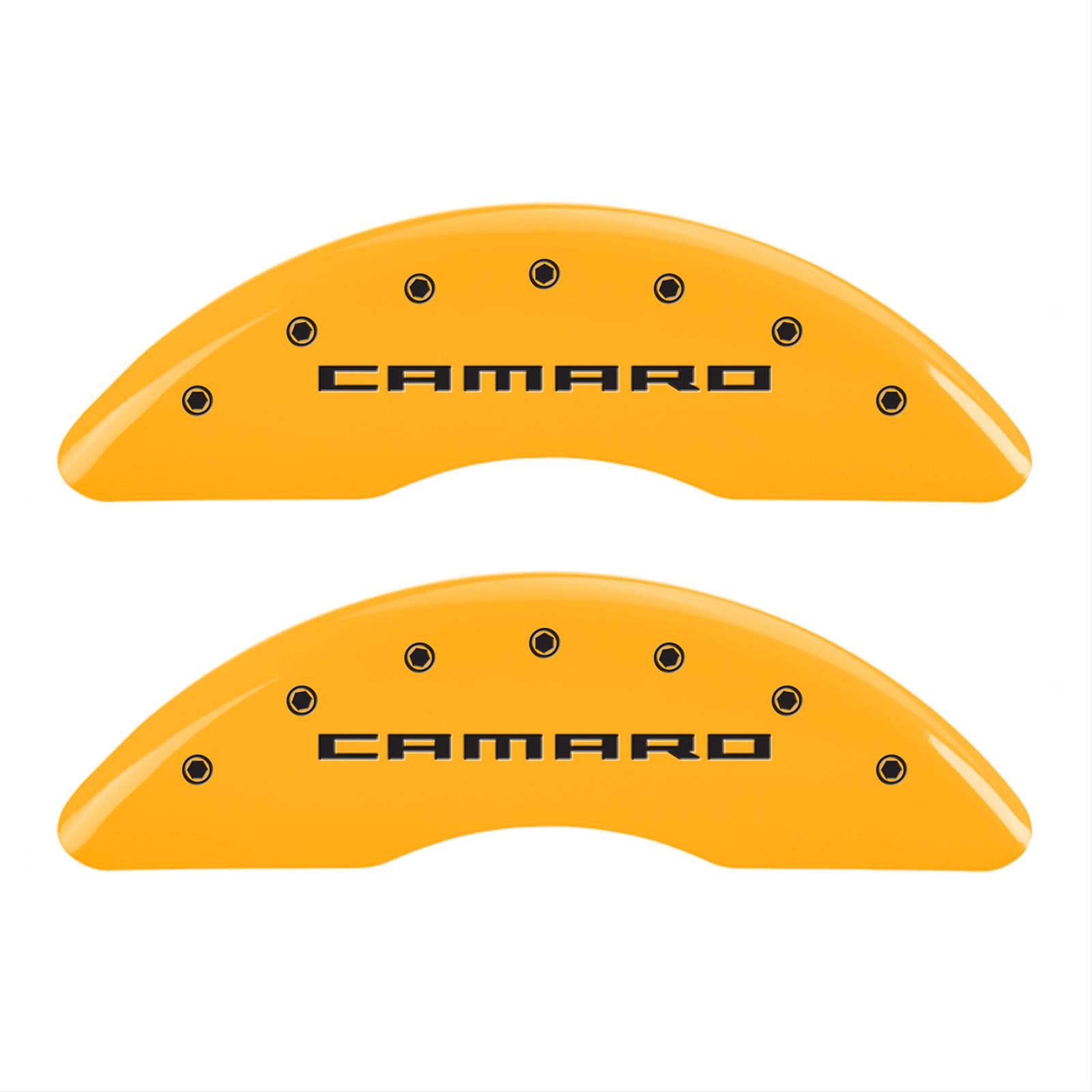 MGP 4 Caliper Covers Engraved Front & Rear Gen 5/Camaro Yellow finish black ch thumbnail 2
