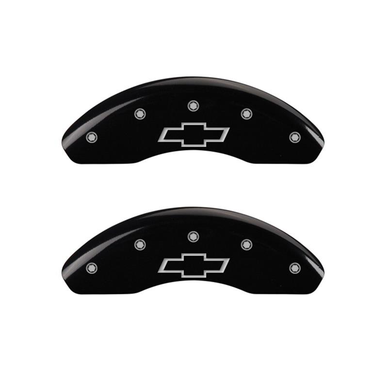 MGP Front set 2 Caliper Covers Engraved Front Bowtie Black finish silver ch thumbnail 2