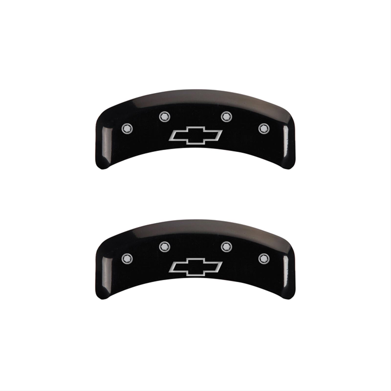 MGP 4 Caliper Covers Engraved Front & Rear Bowtie Black finish silver ch thumbnail 2