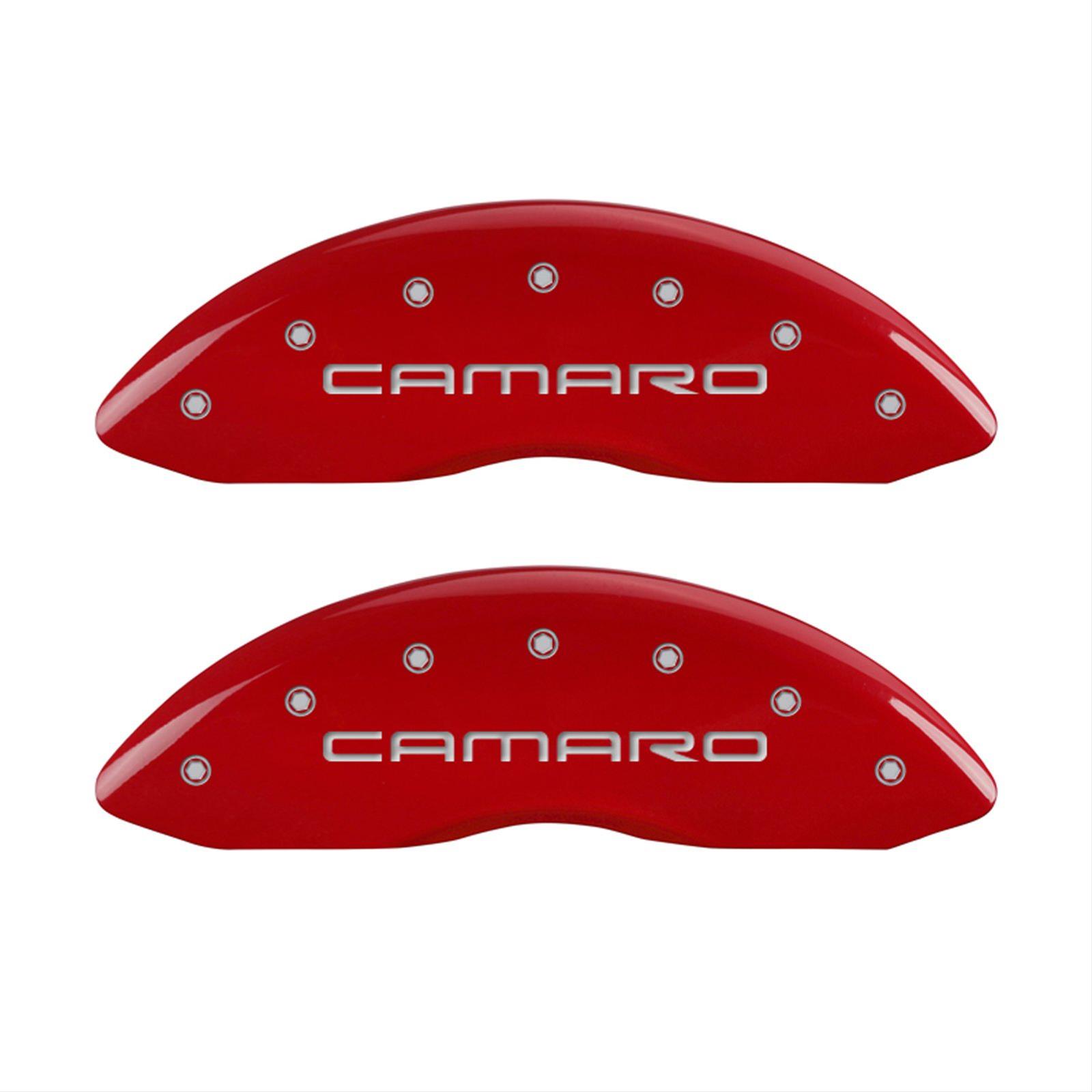 MGP 4 Caliper Covers Engraved Front & Rear Gen 4/Camaro Red finish silver ch