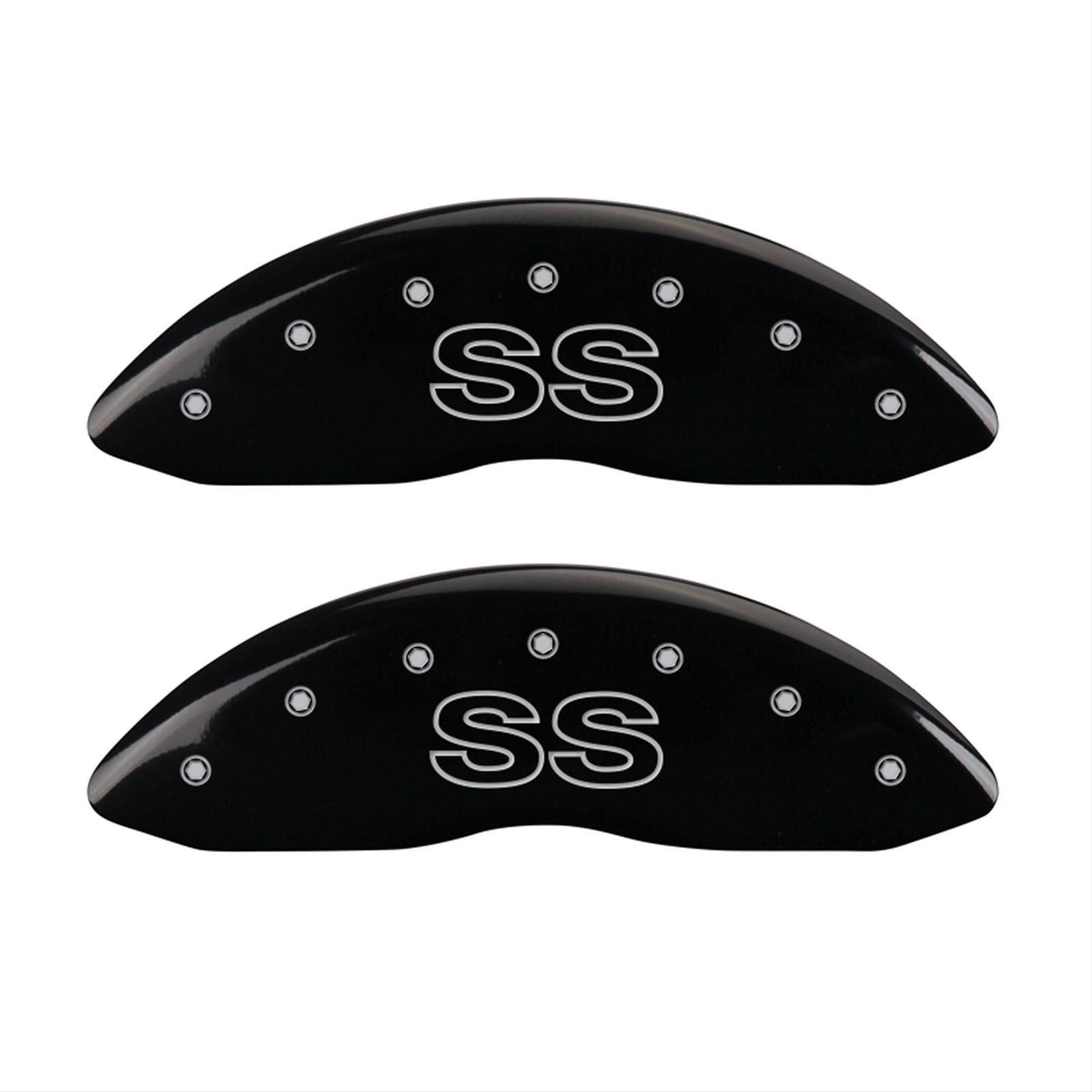 MGP 4 Caliper Covers Engraved Front & Rear Classic/SS Black finish silver ch