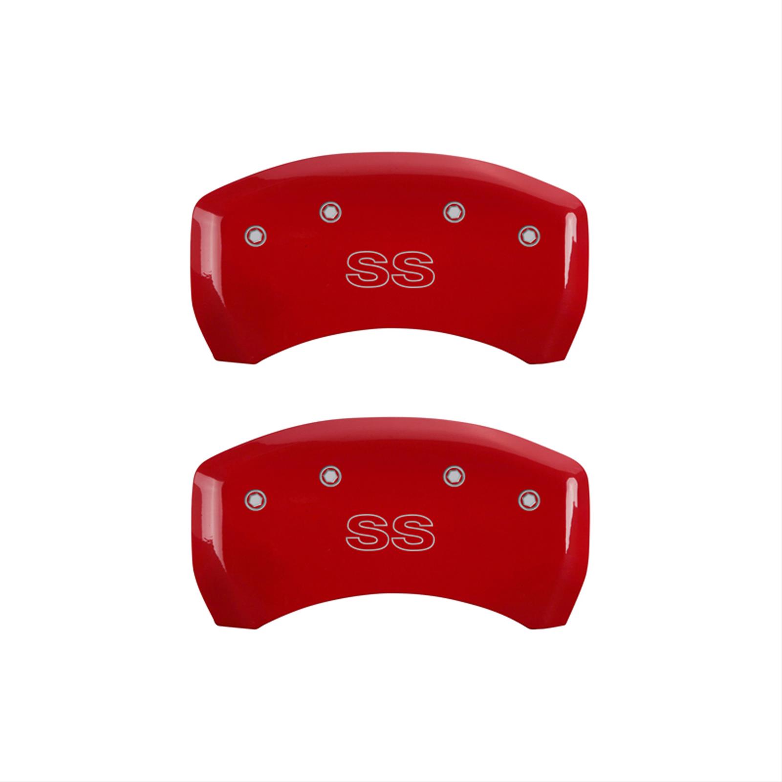 MGP 4 Caliper Covers Engraved Front & Rear Classic/SS Red finish silver ch thumbnail 2