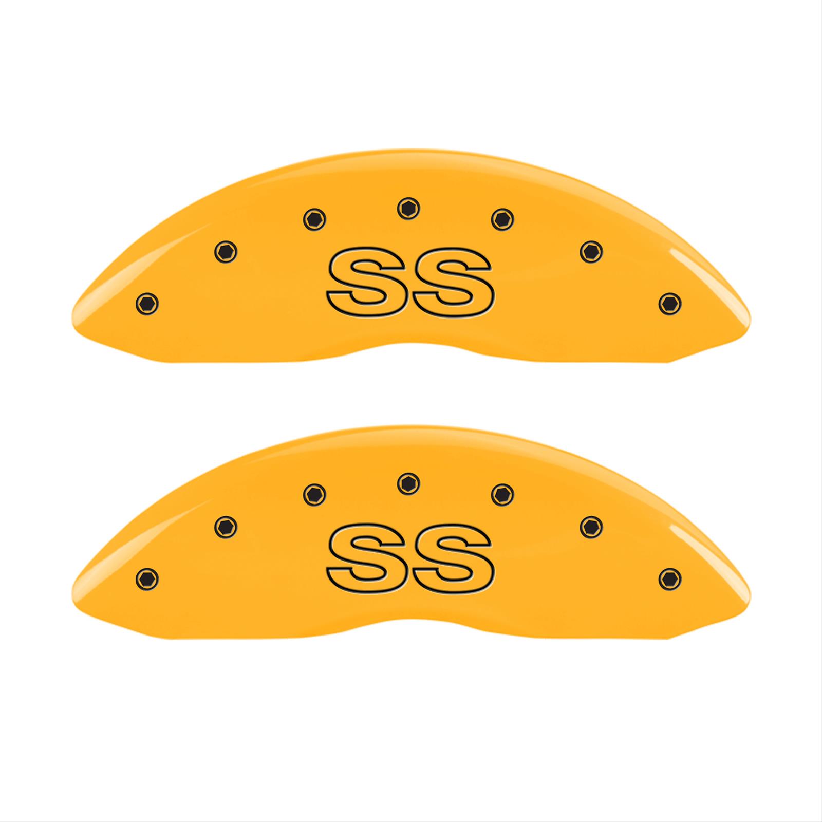 MGP 4 Caliper Covers Engraved Front & Rear Classic/SS Yellow Finish Black Char 2000 Chevrolet Camaro
