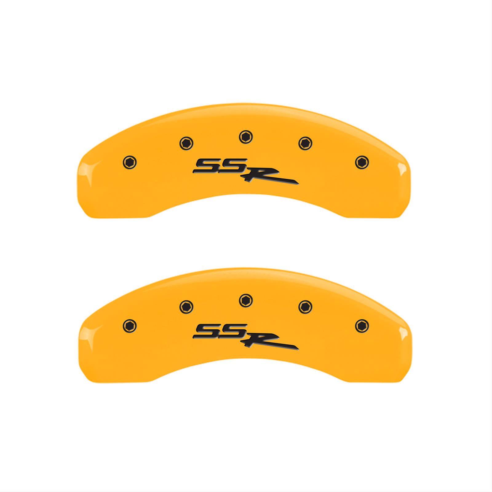 MGP 4 Caliper Covers Engraved Front & Rear Ssr Yellow Finish Black Char 2003 GMC Sierra 1500 thumbnail 2