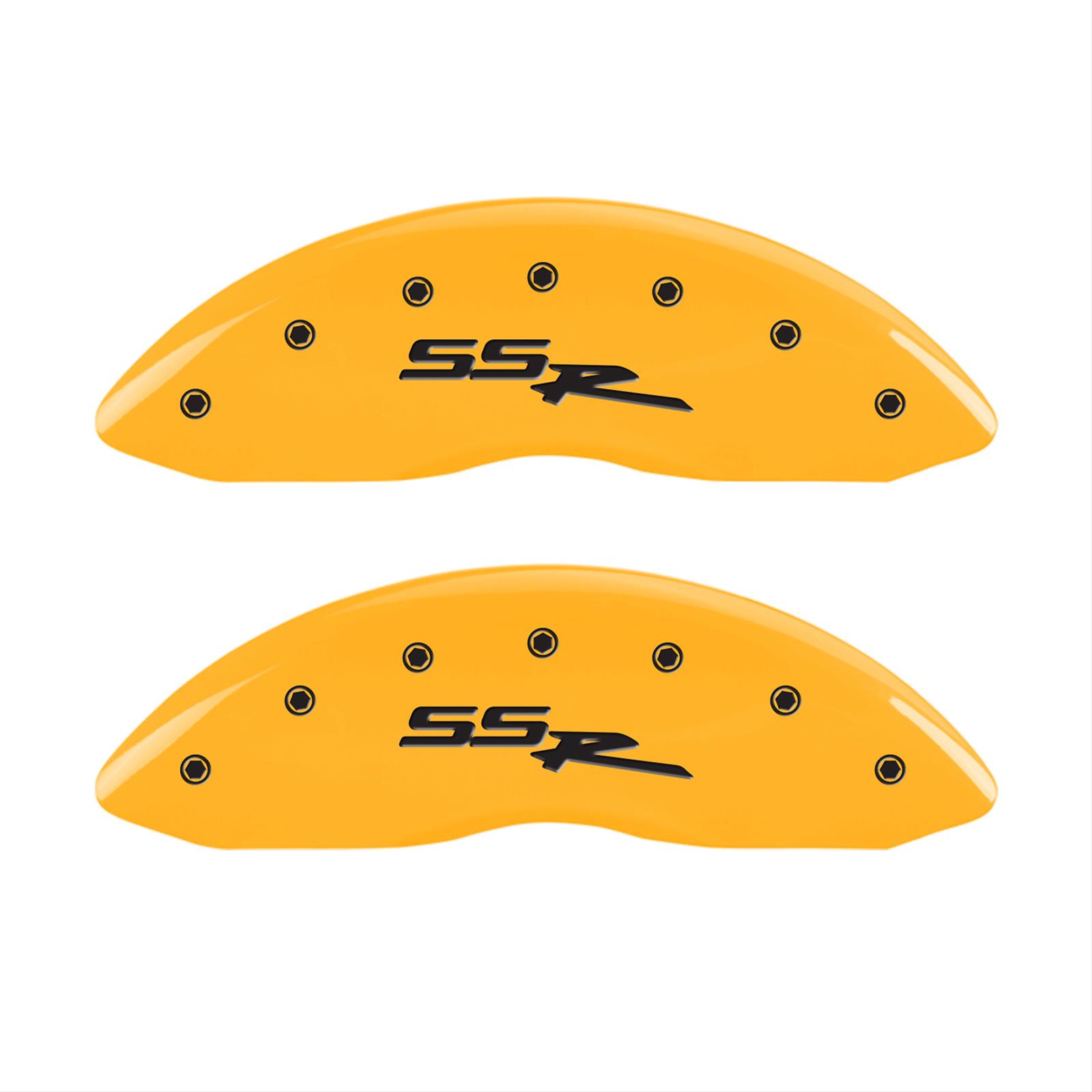MGP 4 Caliper Covers Engraved Front & Rear Ssr Yellow Finish Black Char 2003 GMC Sierra 1500