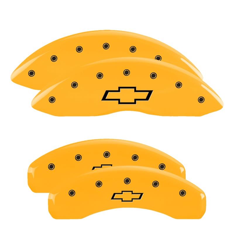 MGP 4 Caliper Covers Engraved Front & Rear Bowtie Yellow finish black ch thumbnail 3