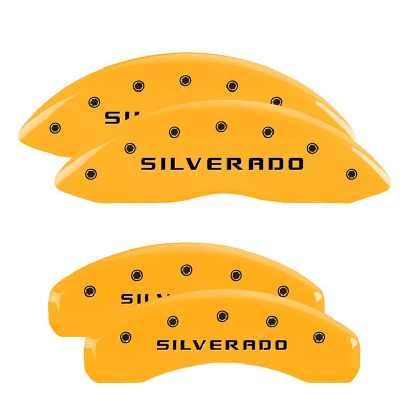 MGP 4 Caliper Covers Engraved Front & Rear Silverado Yellow Finish Black Char 2005 Chevrolet Astro thumbnail 3