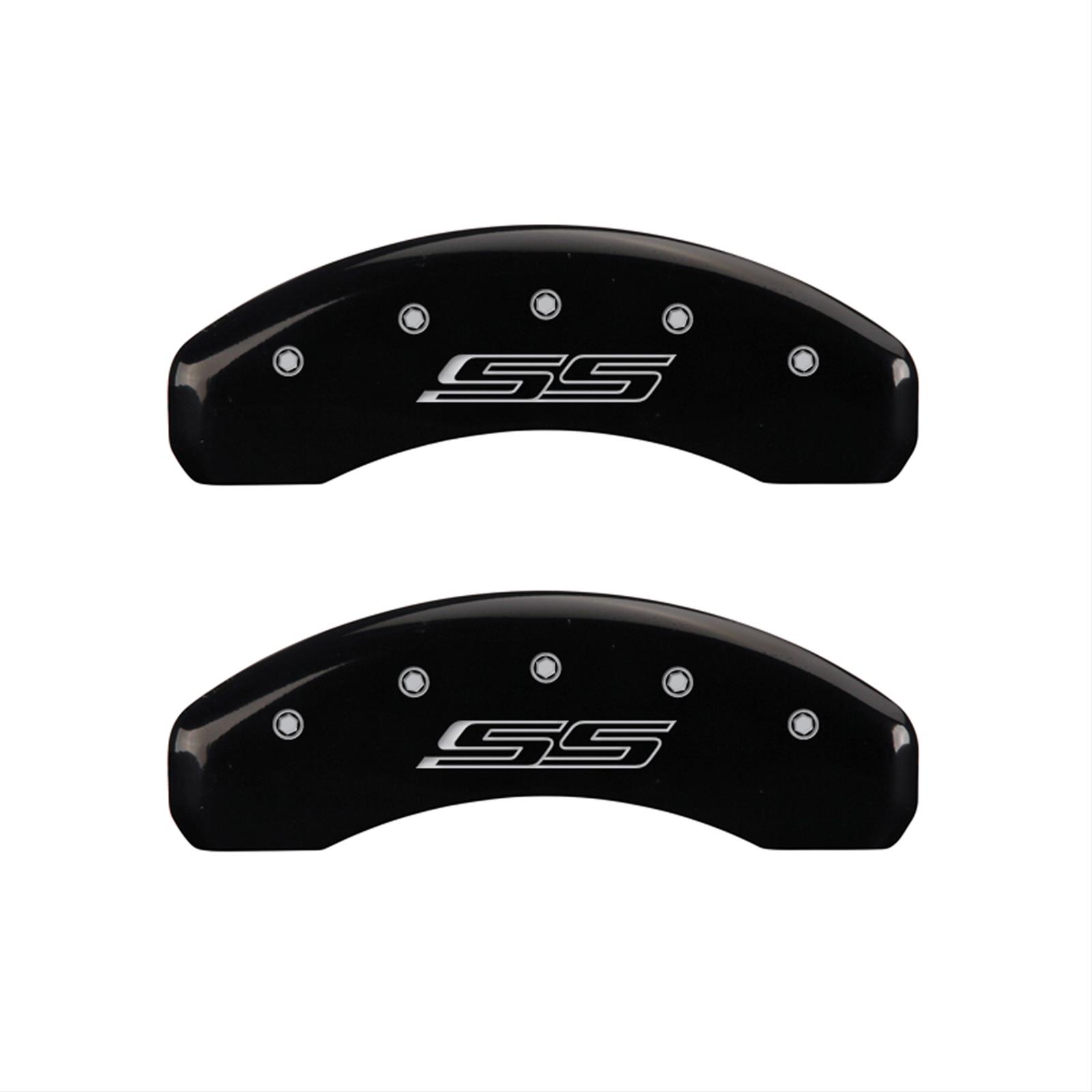 MGP 4 Caliper Covers Engraved Front Gen 5/Camaro Engraved Rear Gen 5/SS Black finish silver ch thumbnail 2