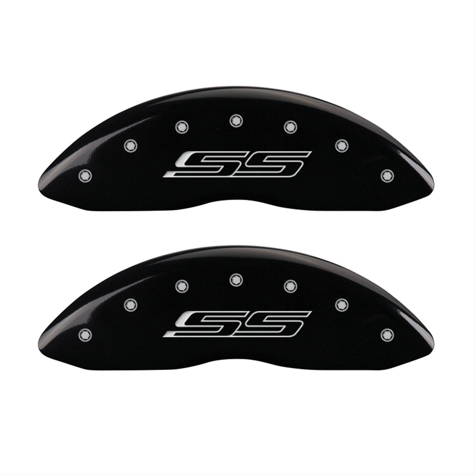 MGP 4 Caliper Covers Engraved Front & Rear Gen 5/SS Black finish silver ch