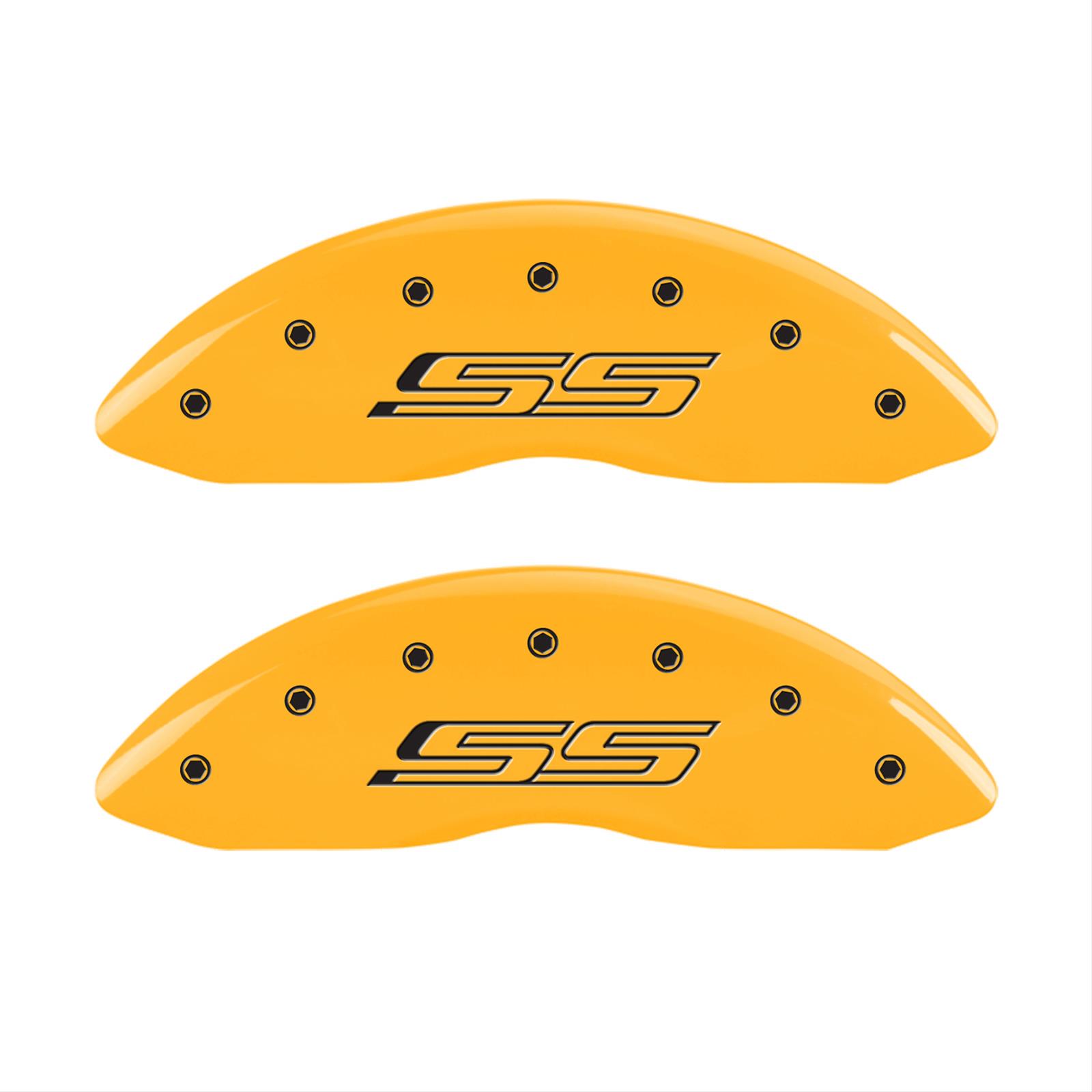 MGP 4 Caliper Covers Engraved Front & Rear Gen 5/SS Yellow finish black ch thumbnail 2