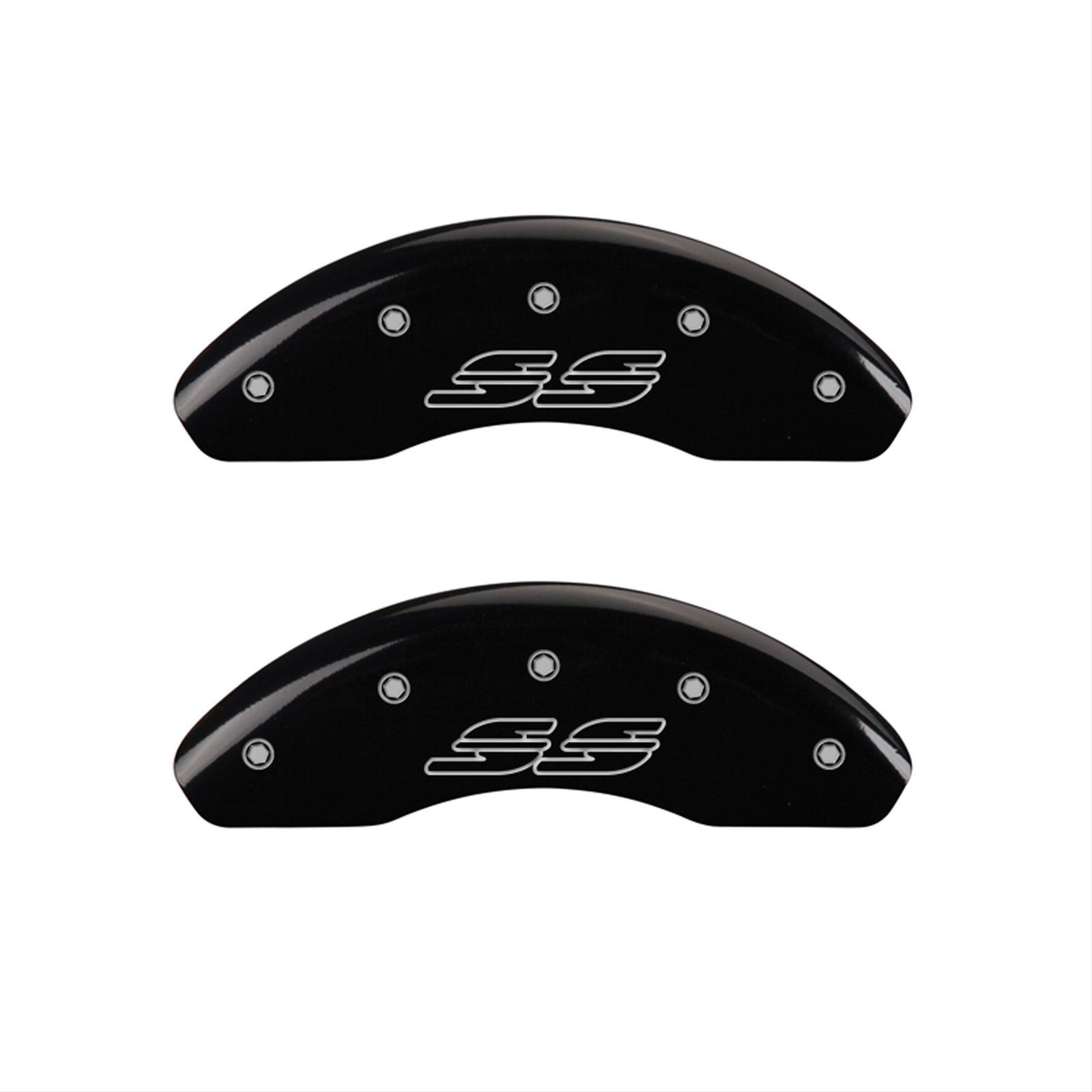 MGP 4 Caliper Covers Engraved Front & Rear Impala style/SS Black finish silver ch