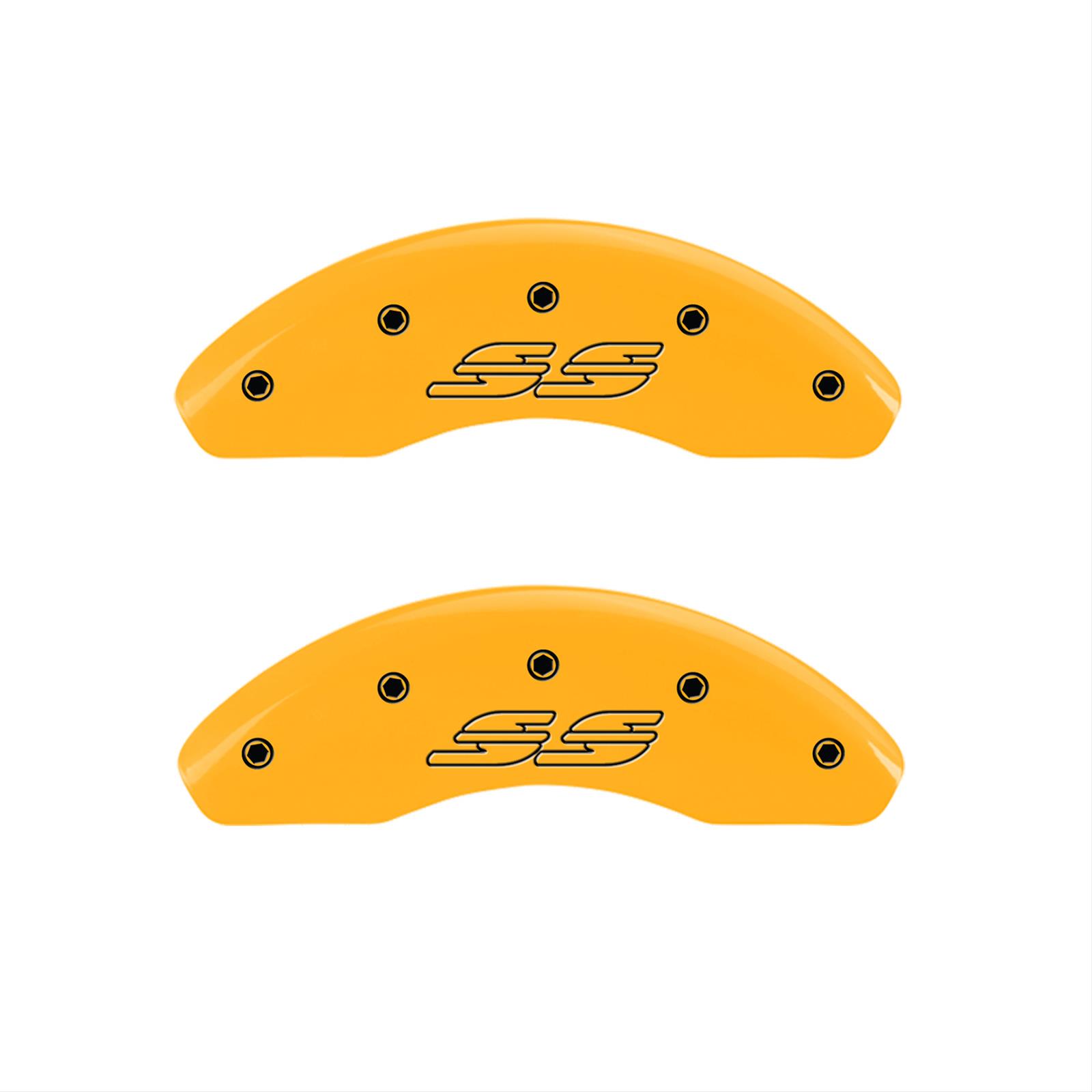 MGP 4 Caliper Covers Engraved Front & Rear Monte Carlo SS Yellow Finish Black Char 2008 Chevy Impala