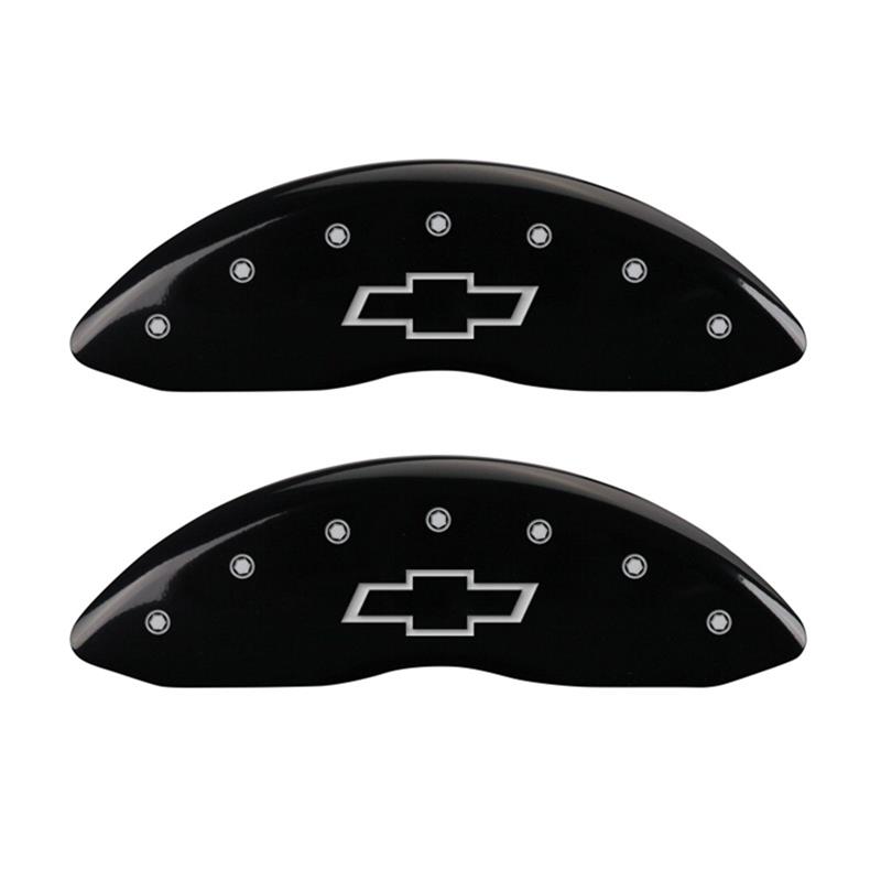 MGP Front set 2 Caliper Covers Engraved Front Bowtie Black finish silver ch thumbnail 2