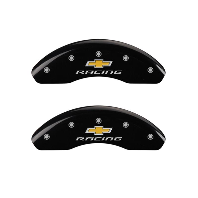 MGP Front set 2 Caliper Covers Engraved Front Chevy racing Black finish silver ch thumbnail 2
