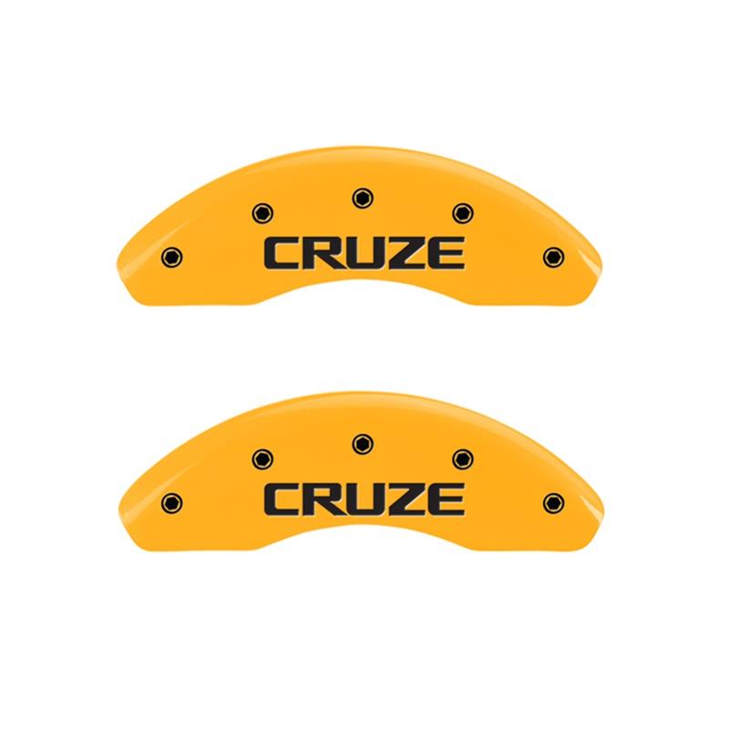 MGP Front set 2 Caliper Covers Engraved Front Cruze Yellow finish black ch thumbnail 2