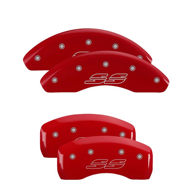 MGP 4 Caliper Covers Engraved Front & Rear Impala style/SS Red finish silver ch thumbnail 3