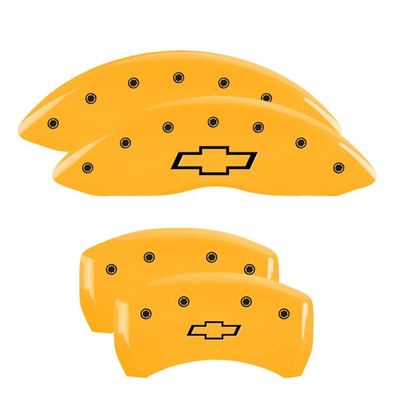 MGP 4 Caliper Covers Engraved Front & Rear Bowtie Yellow finish black ch thumbnail 3