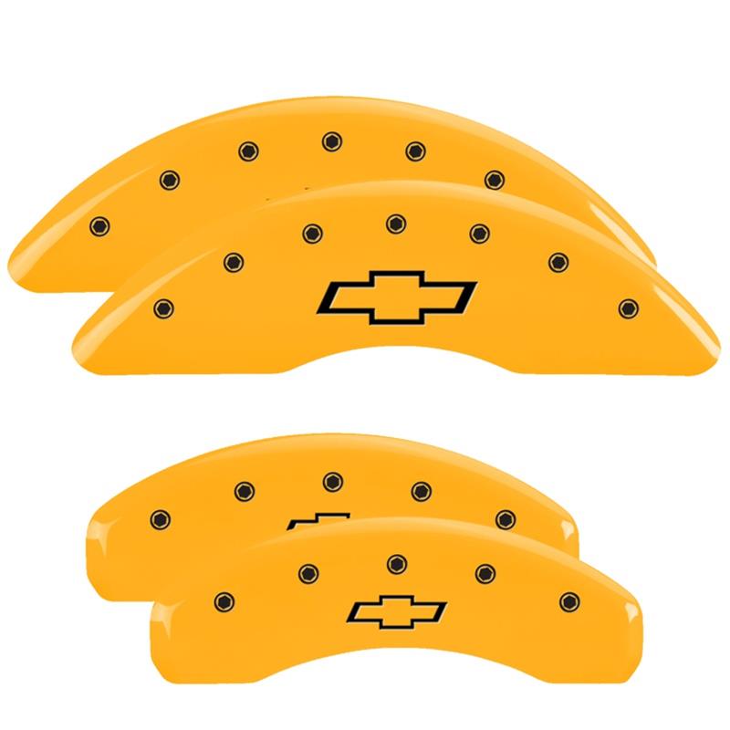 MGP 4 Caliper Covers Engraved Front & Rear Bowtie Yellow finish black ch thumbnail 3