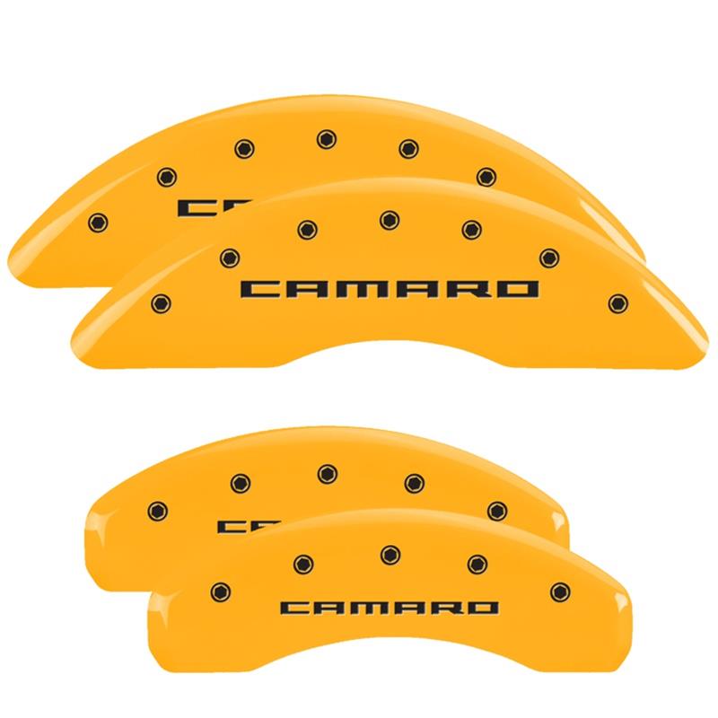 MGP 4 Caliper Covers Engraved Front & Rear Gen 5/Camaro Yellow finish black ch thumbnail 3
