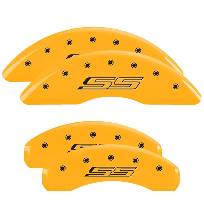 MGP 4 Caliper Covers Engraved Front & Rear Gen 5/SS Yellow finish black ch thumbnail 3
