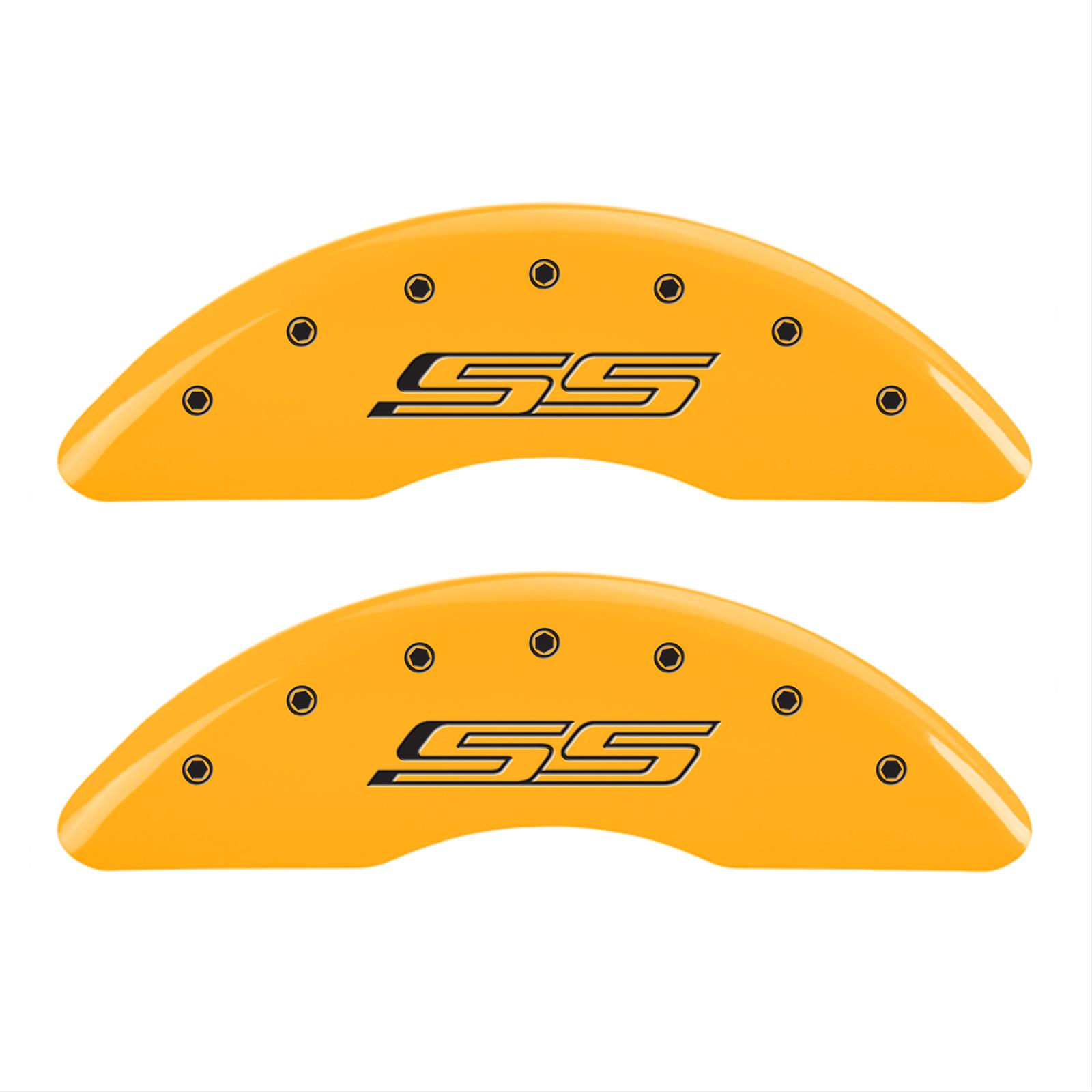 MGP 4 Caliper Covers Engraved Front & Rear Gen 5/SS Yellow finish black ch