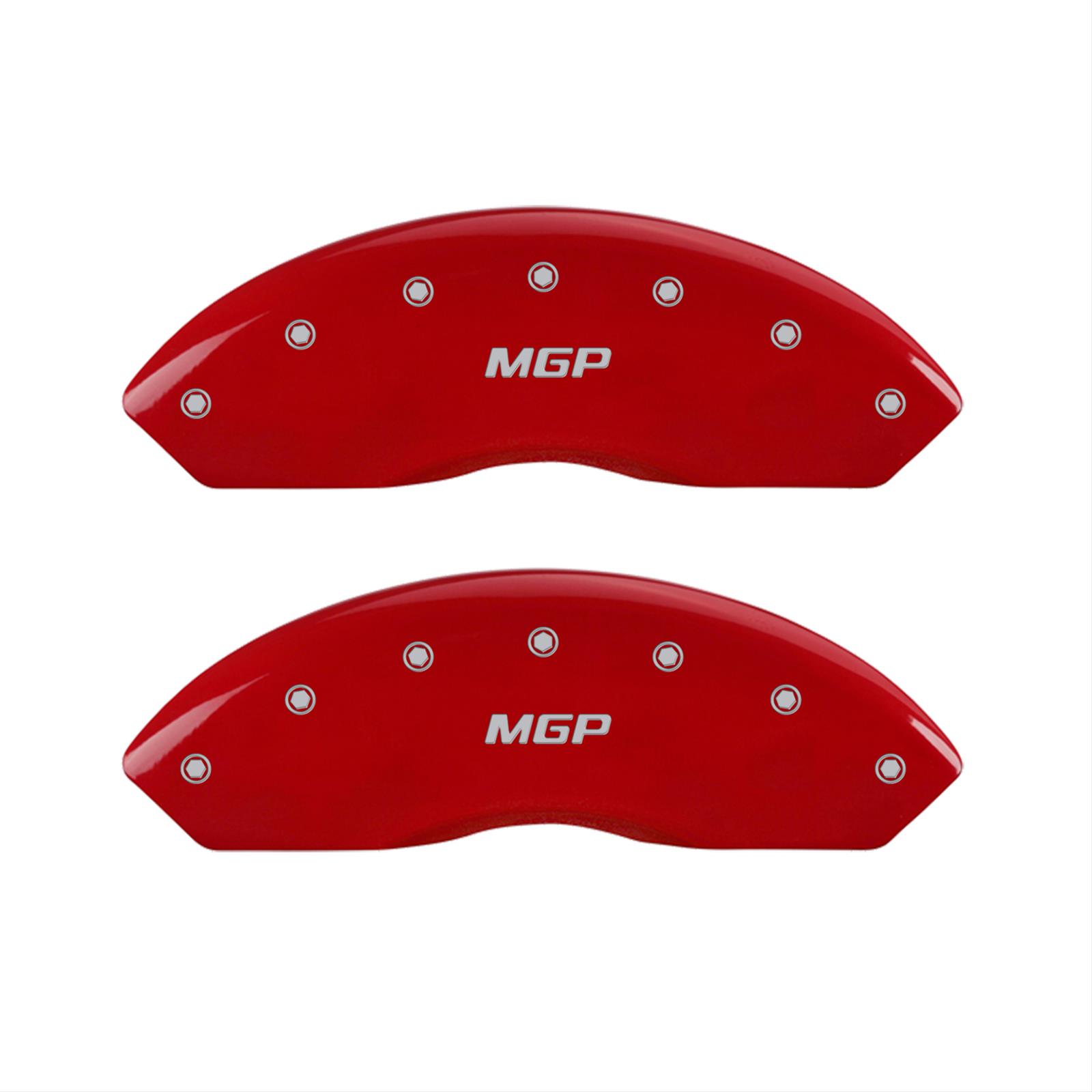 MGP 4 Caliper Covers Engraved Front & Rear MGP Red Finish Silver Char 2014 Chevrolet Express 2500 thumbnail 2