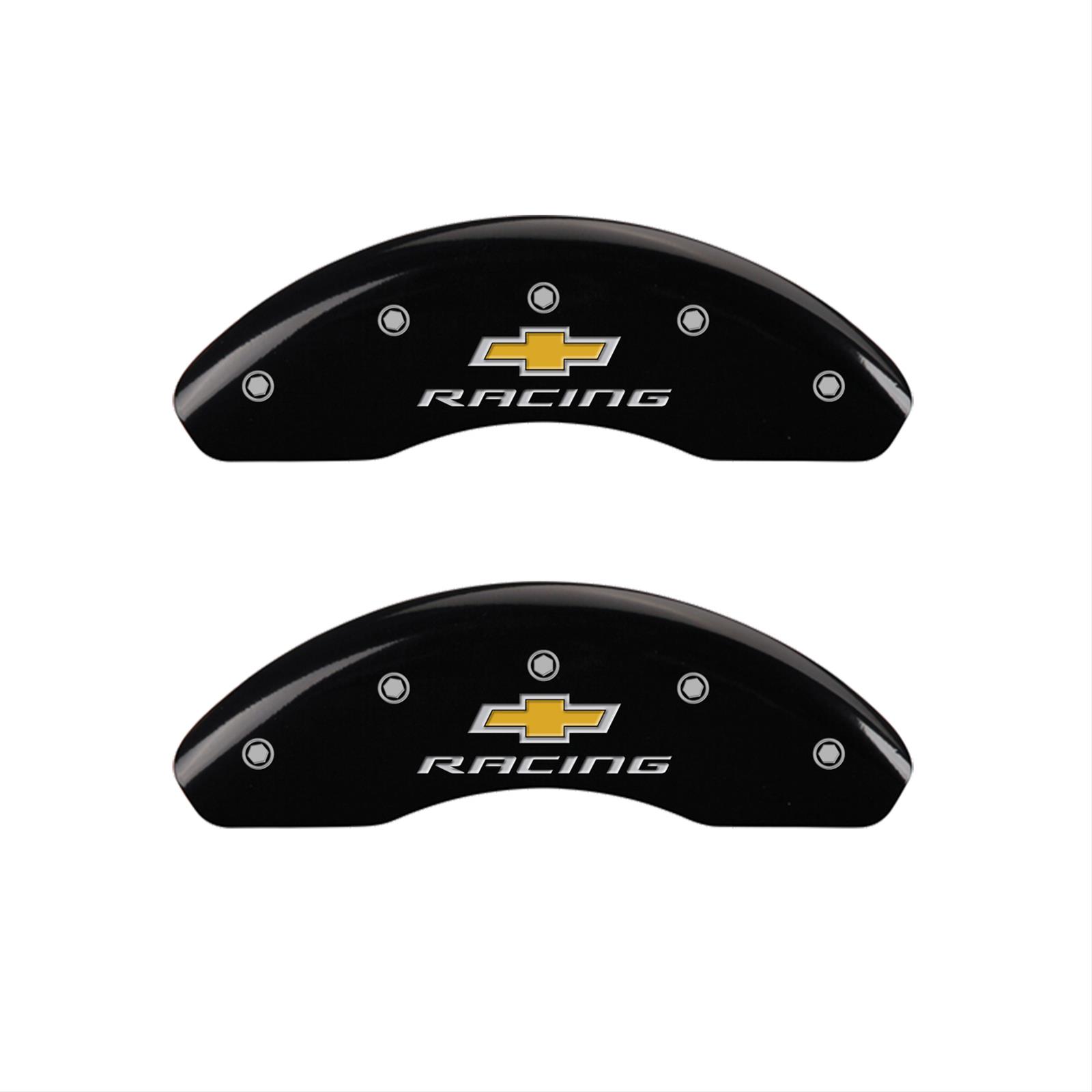 MGP 4 Caliper Covers Engraved F & R Chevy Racing Black Finish Silver Char 2019 Chevrolet Malibu thumbnail 2