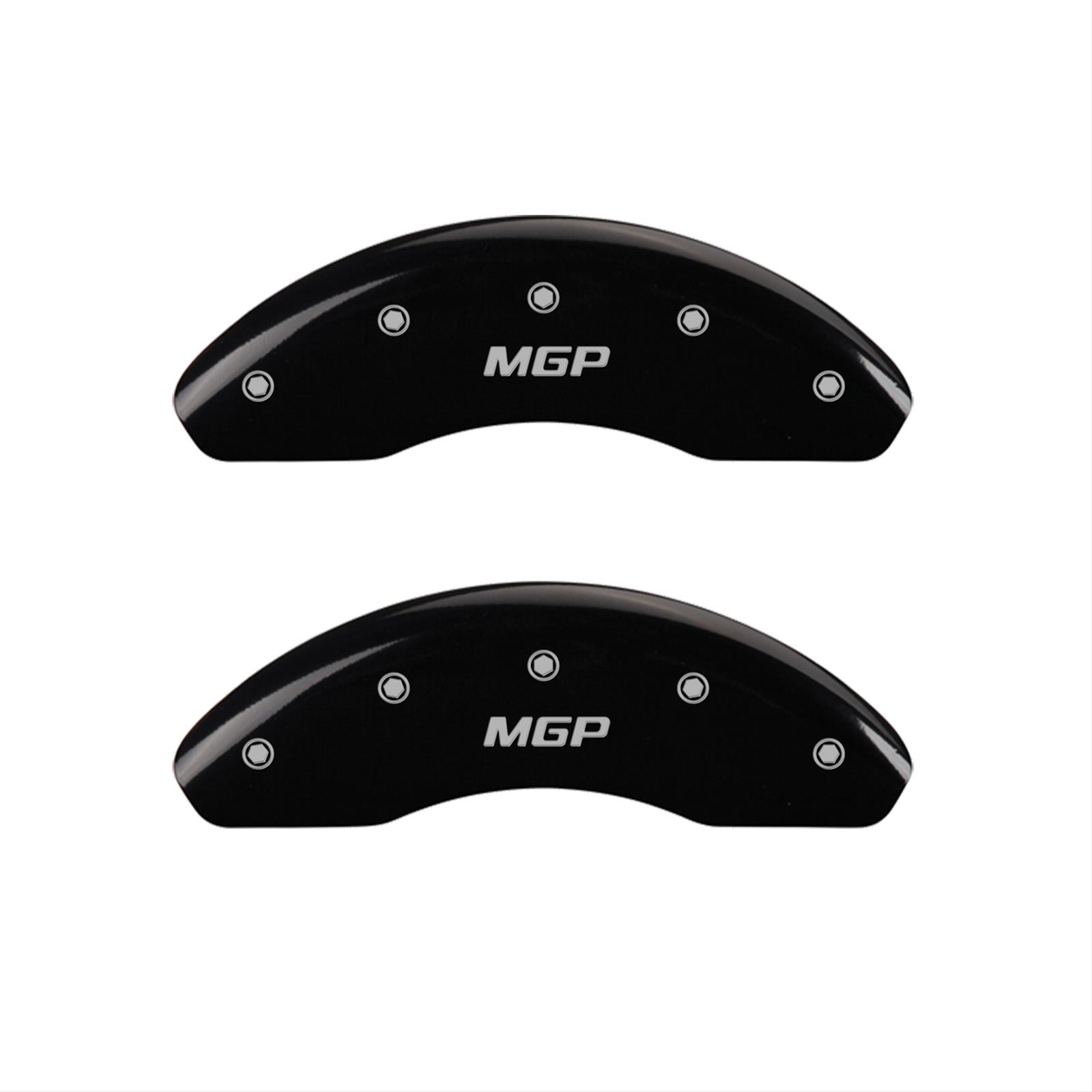 MGP 4 Caliper Covers Engraved Front & Rear MGP Black Finish Silver Char 2018 Hyundai Santa Fe Sport