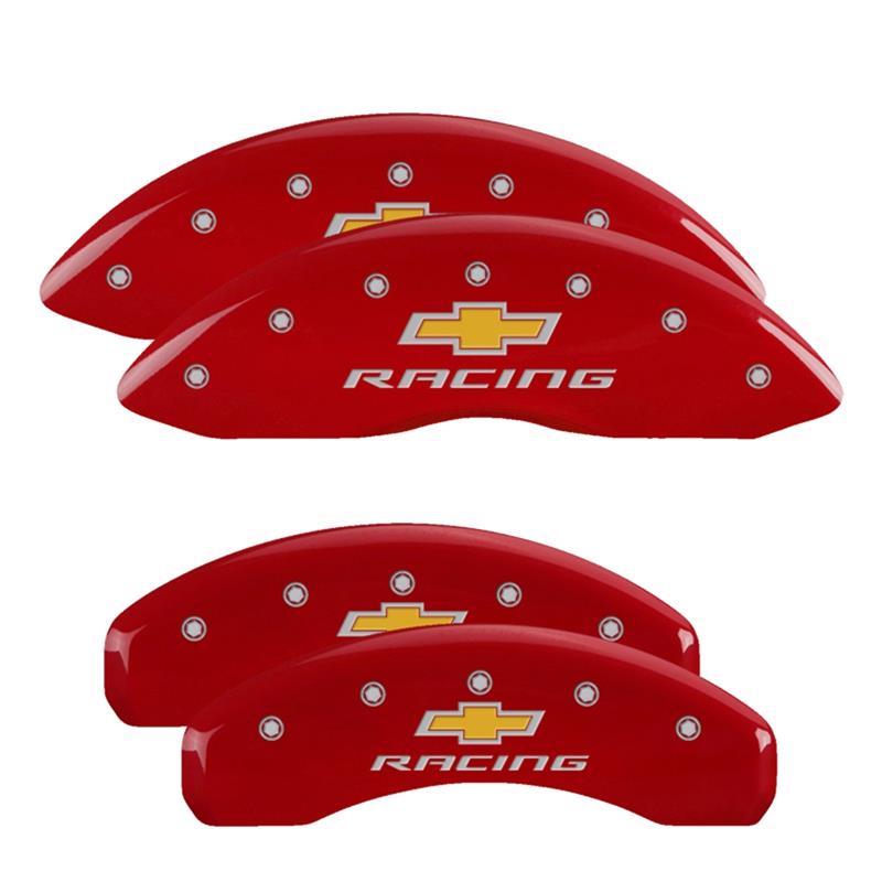 MGP 4 Caliper Covers Engraved Front & Rear Chevy Racing Red Finish Silver Char 2016 Chevrolet SS thumbnail 3