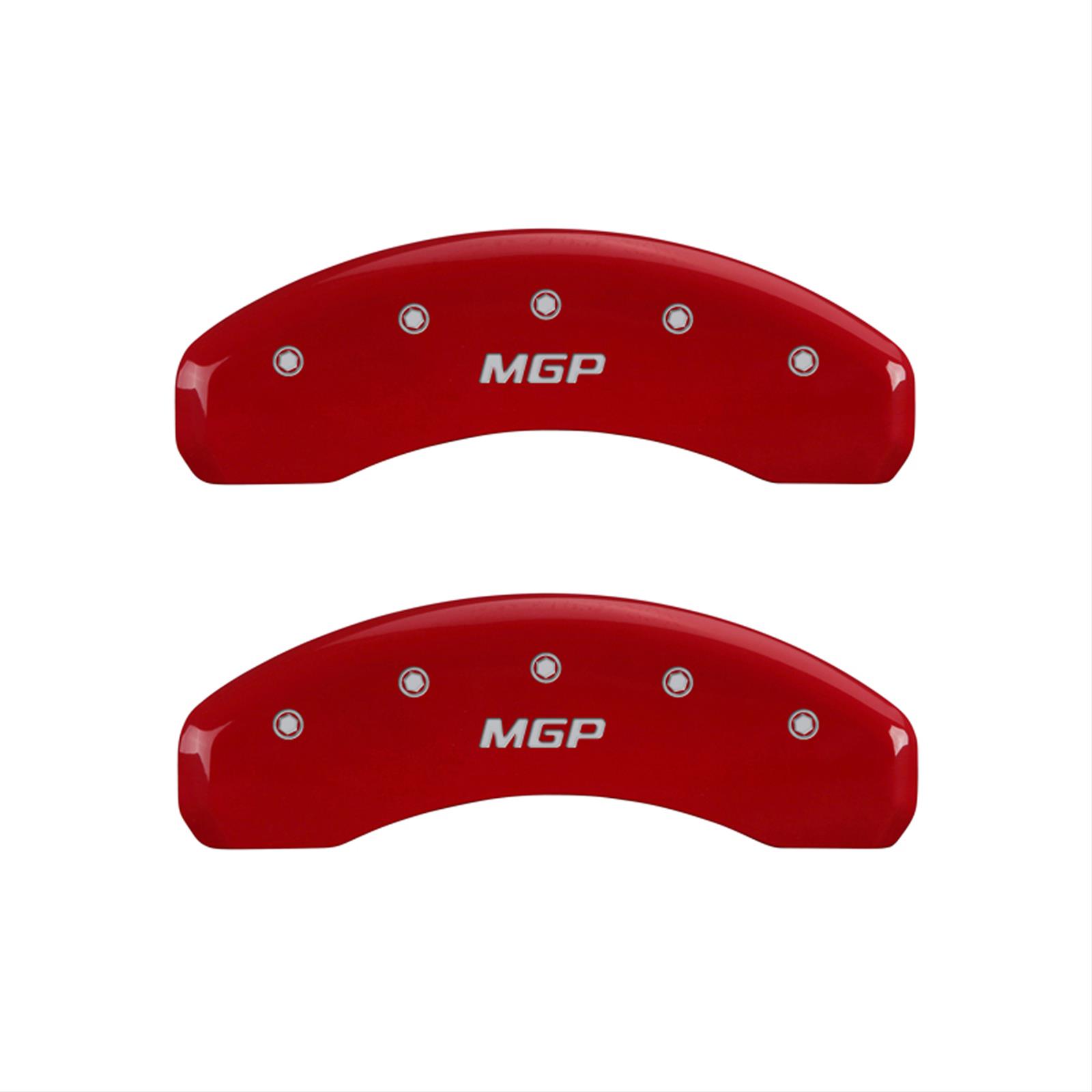 MGP 4 Caliper Covers Engraved Front & Rear MGP Red Finish Silver Characters 2018 Tesla S thumbnail 2