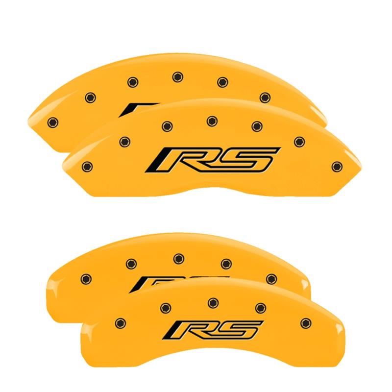 MGP Yellow Caliper Covers for 2019-2020 BLAZER - 14255SRS5YL Set of 4 caliper covers, Engraved Front and Rear: RS (Gen 5/6), powder coat finish, black characters
