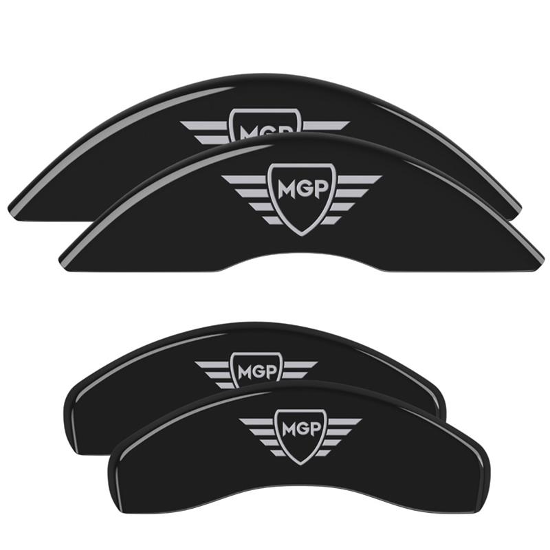 MGP Black Caliper Covers for 2020-2024 SILVERADO 2500 HD, 3500 HD - 14258SMGPBK Set of 4 caliper covers, Engraved Front and Rear: MGP, powder coat finish, silver characters