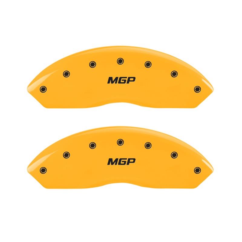 MGP Front set 2 Caliper Covers Engraved Front MGP Yellow finish black ch thumbnail 2